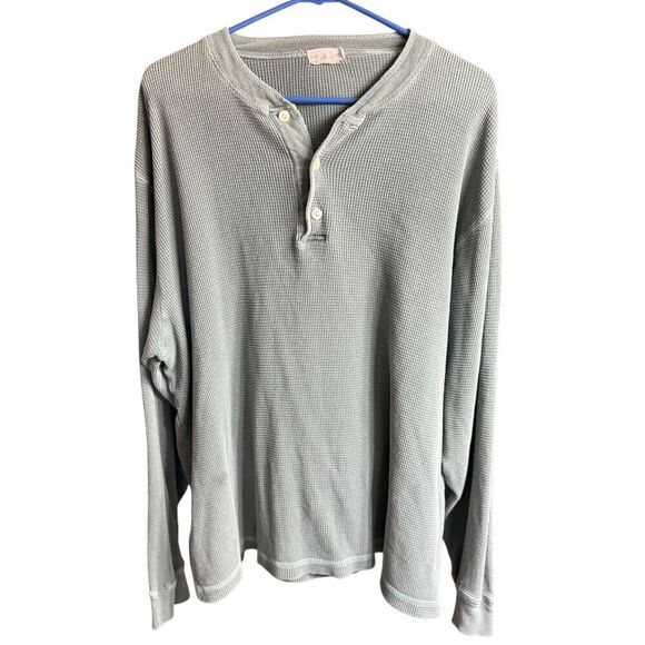 Vtg 80's J Crew Thermal Shirt Green XL Casual Comfort - Picture 1 of 7
